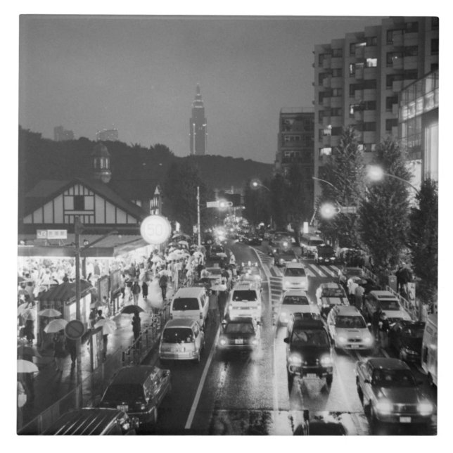 Azulejo De Cerâmica Ásia, Japão, Tóquio. Boa noite, Estação Harajuku. (Frente)