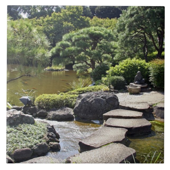 Azulejo De Cerâmica Ásia, Japão, Tóquio. O Jardim Japonês no (Frente)