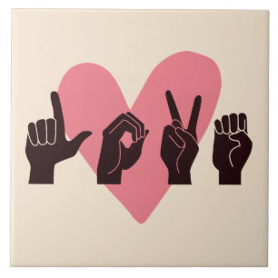 Azulejo De Cerâmica ASL Amor IV - Dia dos Namorados