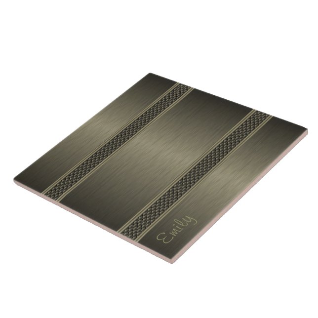 Azulejo De Cerâmica Aspecto de alumínio verde esbranquiçado, preto, me (Lateral)