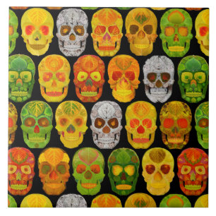 Azulejo De Cerâmica Aspen Leaf Skulls padrão sem falhas 2018