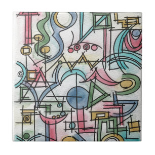 Azulejo De Cerâmica Assimetria-Arte Geométrica Moderna