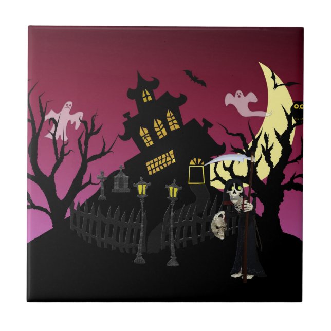 Azulejo De Cerâmica Assustador Halloween (Frente)