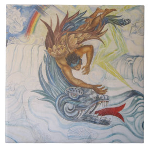 Azulejo De Cerâmica Asteca e dragão