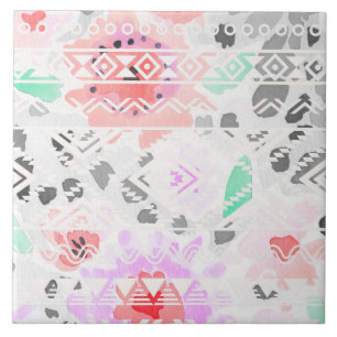 Azulejo De Cerâmica Asteca floral pastel colorido bonito