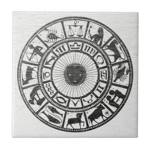 Azulejo De Cerâmica Astrologia Retro - Roda do Zodíaco