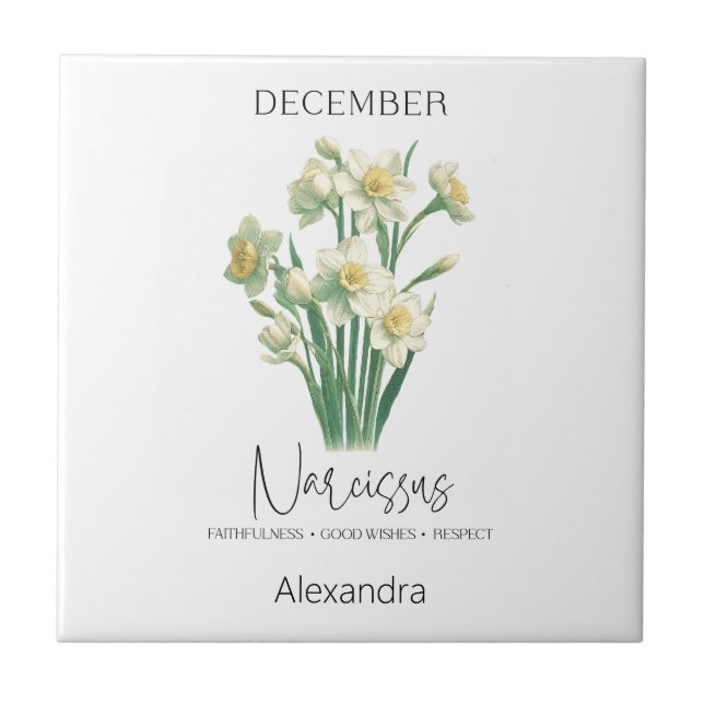 Azulejo De Cerâmica Astrology Birth Mês de dezembro | Flower Narciso (Frente)