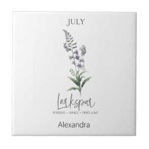 Azulejo De Cerâmica Astrology Birth Mês julho Flor Larkspur