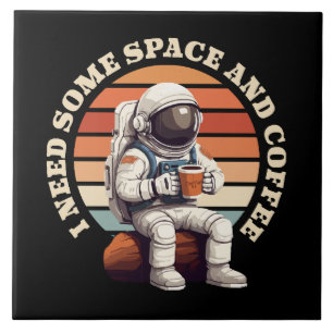 Azulejo De Cerâmica Astronauta Bebendo Café
