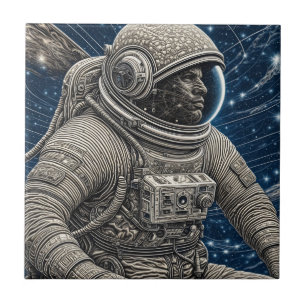 Azulejo De Cerâmica Astronauta de Arte Ai no Espaço