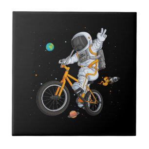 Azulejo De Cerâmica astronauta em espaçesuit pedalando bicicleta bmx n