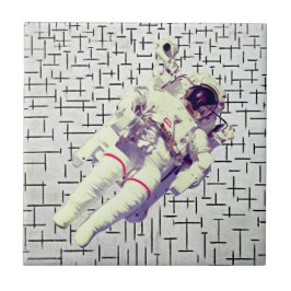 Azulejo De Cerâmica Astronauta no Espaço - Panorama do Sonho Retroativ