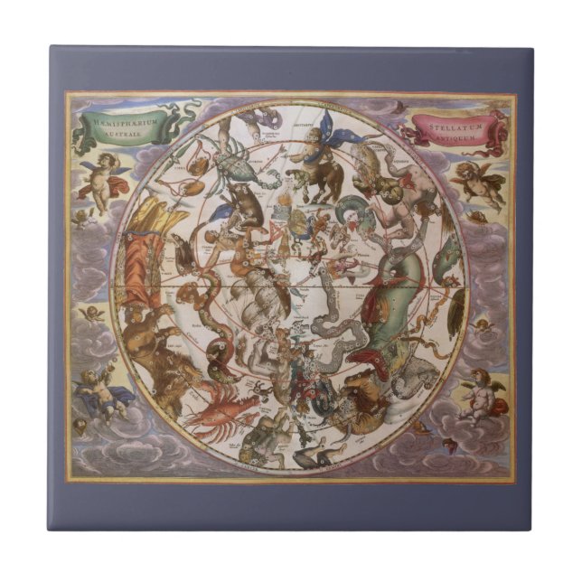 Azulejo De Cerâmica Astronomia venenosa, constelações do Céu Meridiona (Frente)