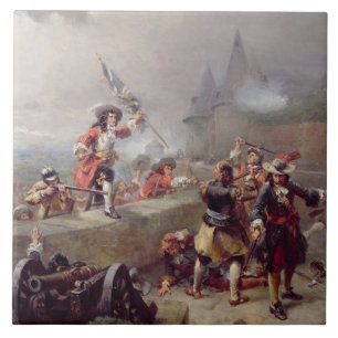 Azulejo De Cerâmica Atacando os Battlements (óleo em canvas)