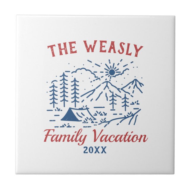 Azulejo De Cerâmica Ataque Simples de Aproximação à Viagem da Família  (Frente)