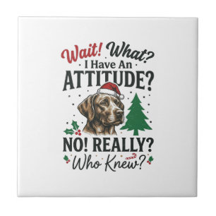 Azulejo De Cerâmica Atitude de Cachorro Engraçado Natal Design Vetoria