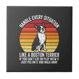 Azulejo De Cerâmica Atitude de Cachorro Retro Engraçado Boston Terrier