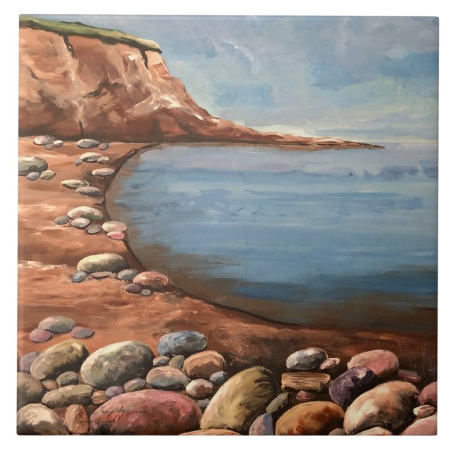 Azulejo De Cerâmica Atlantic Sea Coast Hand Painted (Frente)
