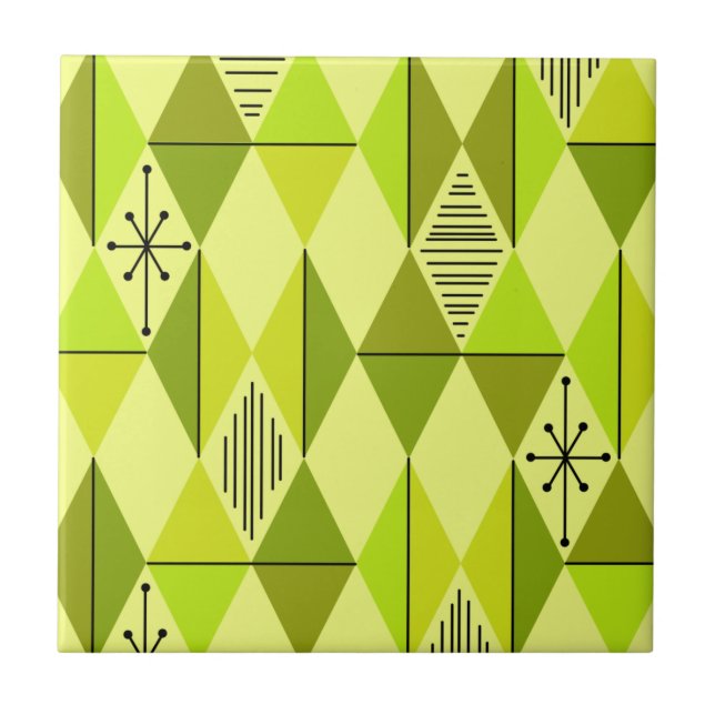 Azulejo De Cerâmica Atomic Age Art Diamonds Chartreuse (Frente)
