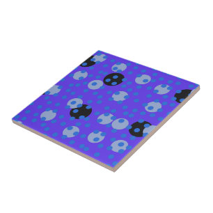 Azulejo De Cerâmica Atomic Blueberry - Retro Polka Dot Dream