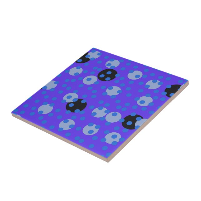 Azulejo De Cerâmica Atomic Blueberry - Retro Polka Dot Dream   (Lateral)