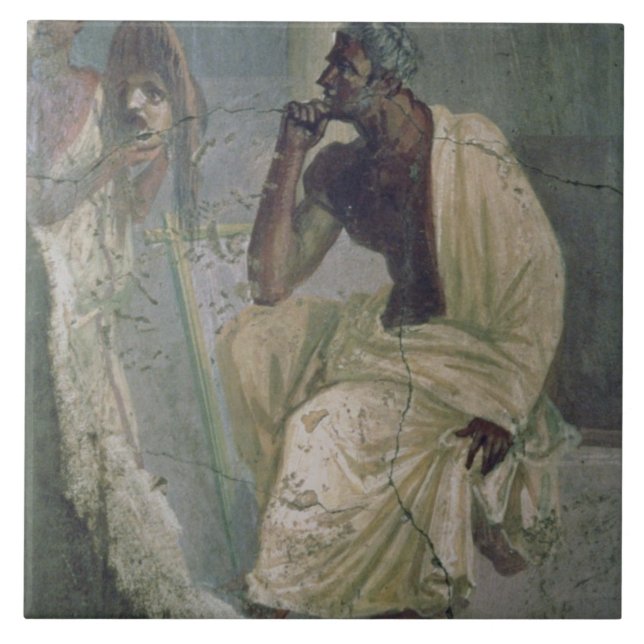 Azulejo De Cerâmica Ator e máscara, da casa do poeta trágico, (Frente)