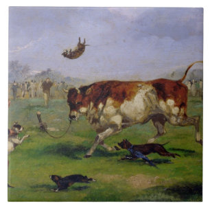 Azulejo De Cerâmica Atracção de Bull (óleo no papel colocado no