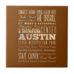 Azulejo De Cerâmica Atrações & lugares famosos de Austin, Texas.