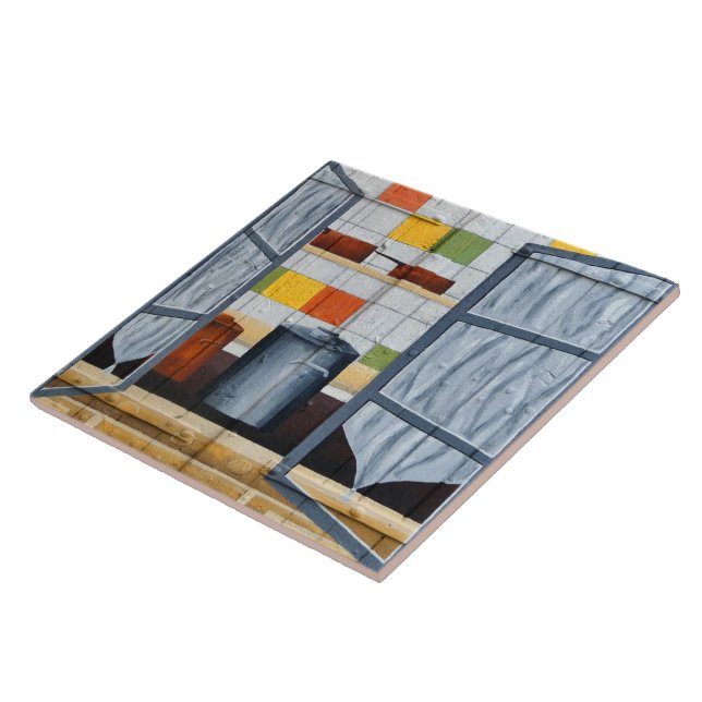 Azulejo De Cerâmica Através de uma janela francesa. (Lateral)