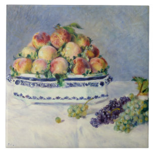 Azulejo De Cerâmica Auguste Renoir - ainda vida com pêssegos e uvas
