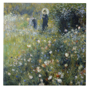 Azulejo De Cerâmica Auguste Renoir - Mulher com Parasol num Jardim