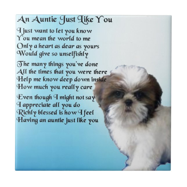 Azulejo De Cerâmica Auntie Poem - Design de Shih Tzu Dog (Frente)