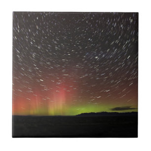 Azulejo De Cerâmica Aurora borealis sobre o horizonte de norte