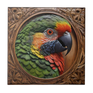 Azulejo De Cerâmica Aussie Spirit: Um Lorikeet Empoleirado Em Madeira