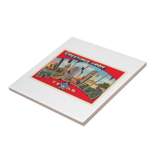 Azulejo De Cerâmica Austin Texas TX Vintage - Letra grande