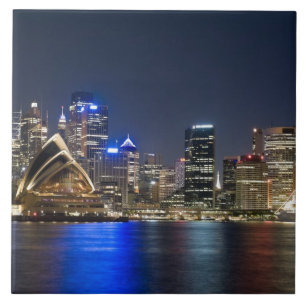 Azulejo De Cerâmica Austrália, Sydney. Horizonte com Casa da Ópera vis