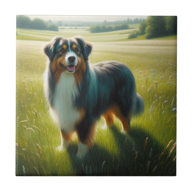 Azulejo De Cerâmica Australian Shepherd (Frente)