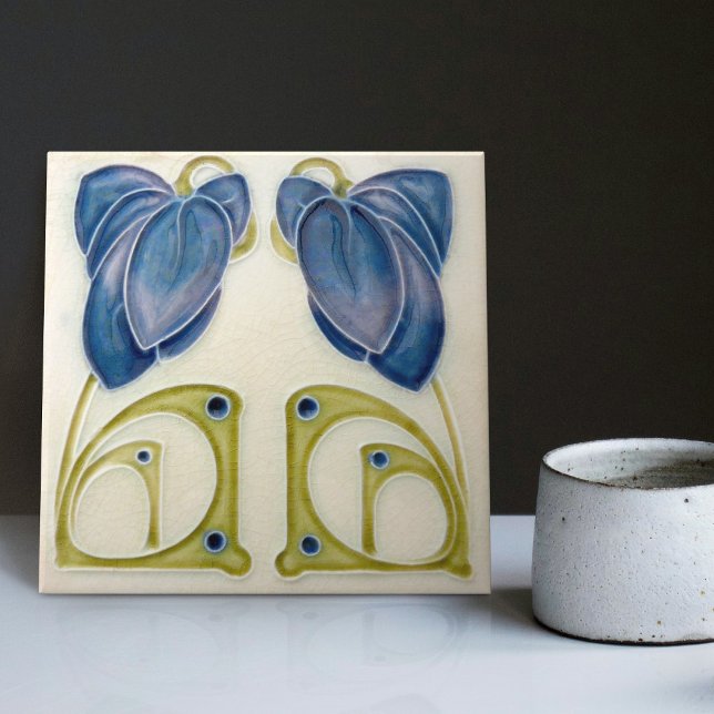 Azulejo De Cerâmica Autêntico Art Nouveau John Barratt Majolica Floral (Criador carregado)