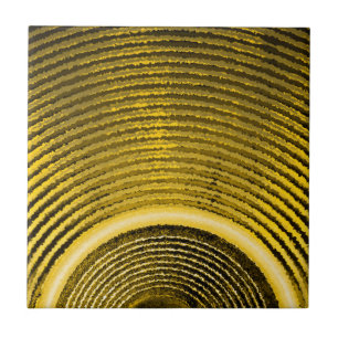 Azulejo De Cerâmica Auto-falante amarelo da música e ondas sadias