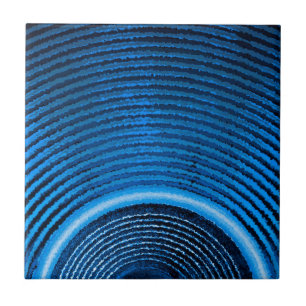 Azulejo De Cerâmica Auto-falante azul da música e ondas sadias