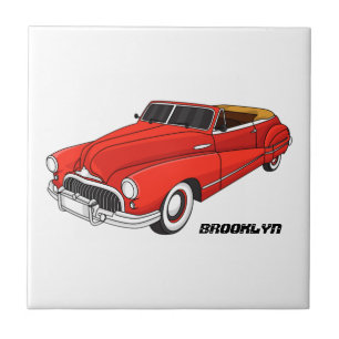 Azulejo De Cerâmica Automóvel clássico vermelho 1948