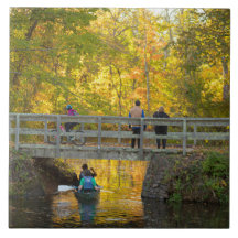 Autumn Bridge Waterscape Cerâmica Azulejo