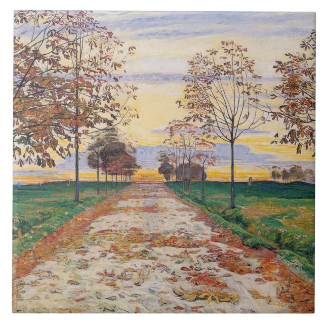 Azulejo De Cerâmica Autumn Evening (por Ferdinand Hodler) (Frente)