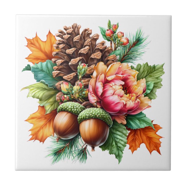 Azulejo De Cerâmica Autumn Floral (Frente)