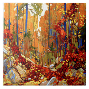 Azulejo De Cerâmica Autumn Garland, belas artes por Tom Thomson,