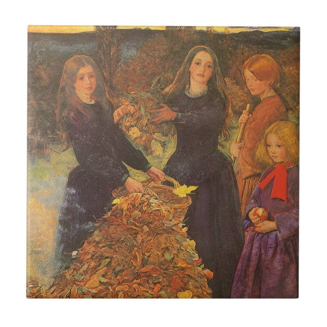 Azulejo De Cerâmica Autumn Leaves por Sir John Everett Millais (Frente)