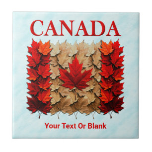 Azulejo De Cerâmica Autumn Maple Leaf Canada Flag