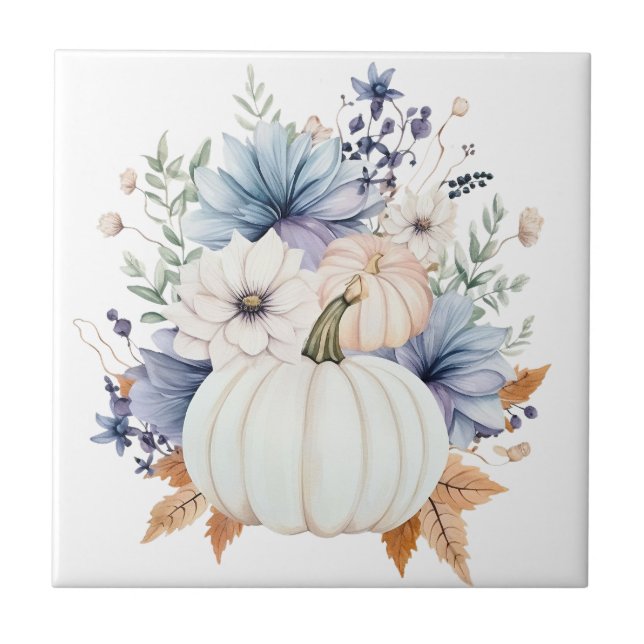 Azulejo De Cerâmica Autumn Punpkin Floral Ceramic Tile (Frente)