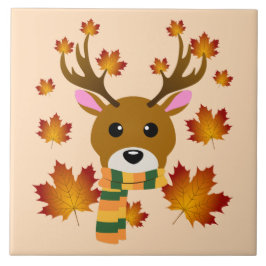 Azulejo De Cerâmica Autumn Scarf Deer Mapaves