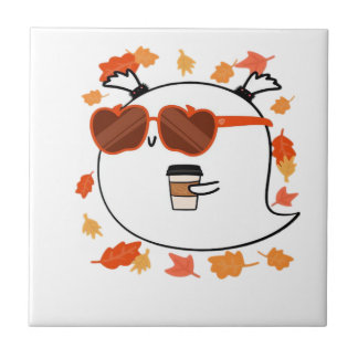 Azulejo De Cerâmica Autumn Vibes Cute Ghost Classic T-Shirt